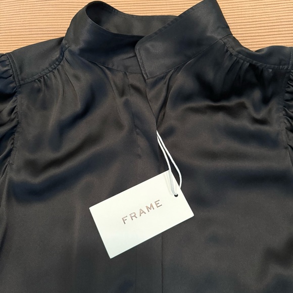 FRAME Gillian Long Sleeve Black Silk Top, M - Picture 11 of 13